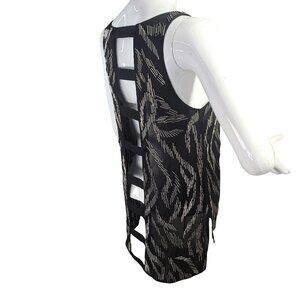 Bebe Addiction Y2K Ladder Back Clubwear Slinky Beaded Black Top Sz S Sleeveless